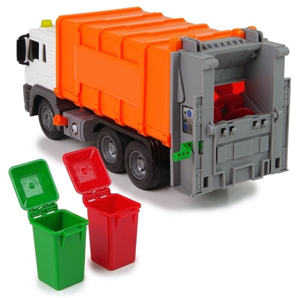 Narancssárga szemétszállító teherautó – súrlódásos meghajtású játékautó hangeffektekkel gyerekeknek 26cm JS108B (BBJ)6