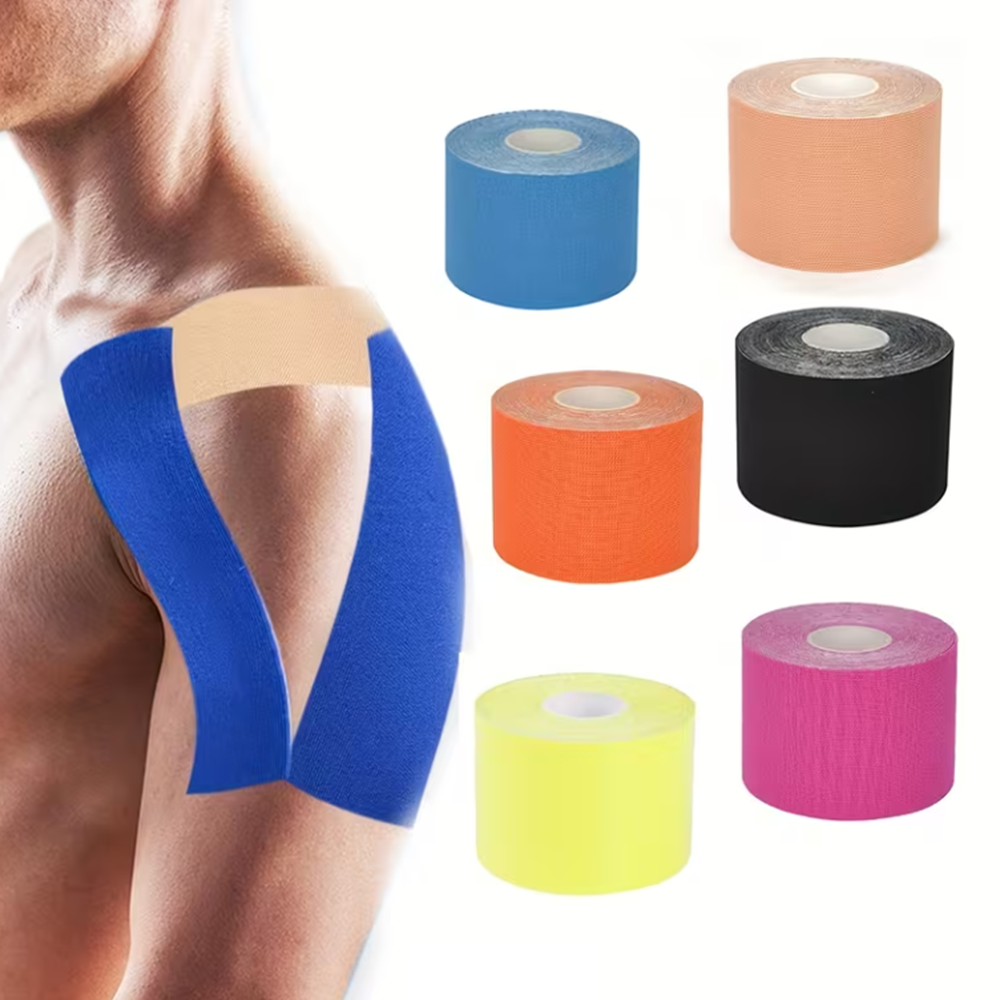 Kineziológiai tapasz – 5 cm × 5 m izom- és ízülettámasztó sport szalag fájdalomcsillapításhoz és regenerációhoz – sárga (BLLV)1