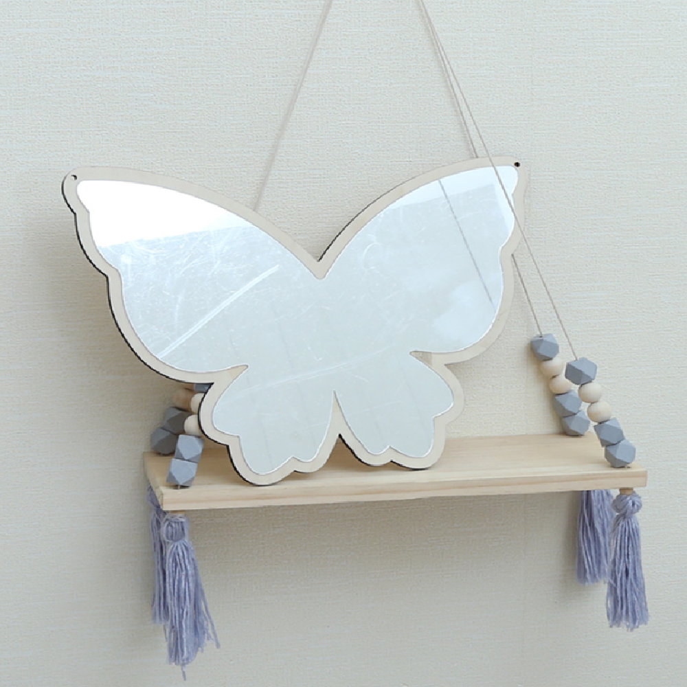 Pillangó formájú gyerekszoba fali tükör – aranyos dekoráció babaszobába és gyerekszobába (BLLV)