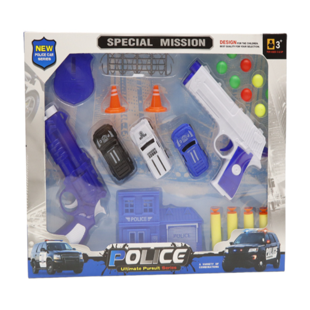 Dobozos rendőr játék szett 2 pisztollyal és töltényekkel gyerekeknek (BBMJ) 1