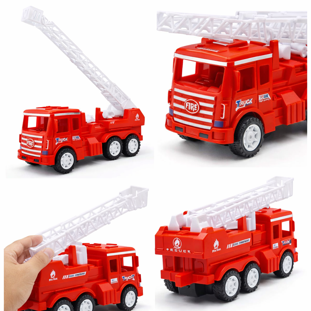 VörösKód szirénázó és világító tűzoltó autó – hatkerekű mentőjármű játék gyerekeknek (BBJ) 1