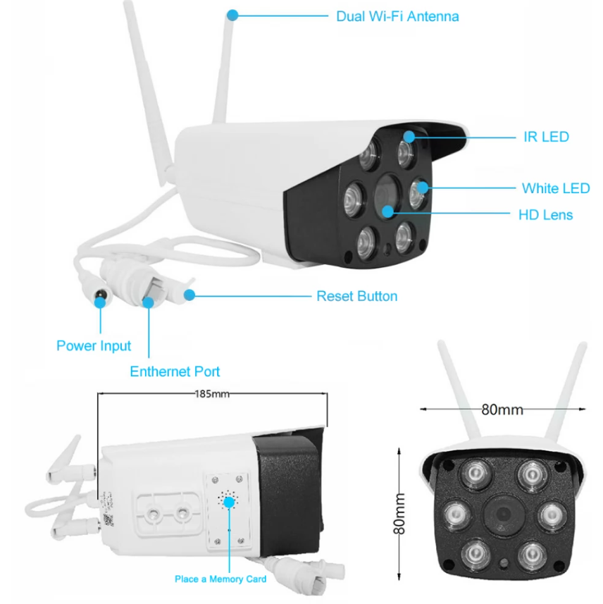 Wifi ip cctv kültéri vezeték nélküli vízálló kamera színes éjszakai látással (BBV) 3
