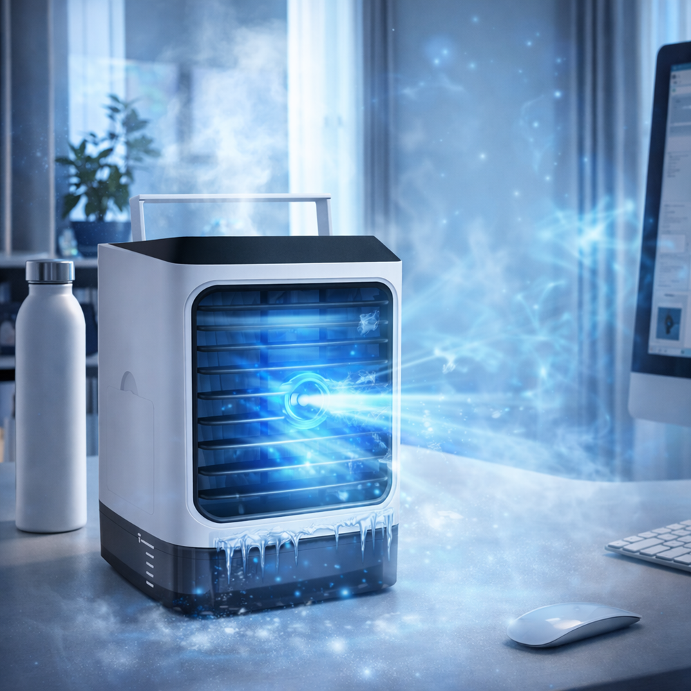 ArcticBreeze 4 az 1-ben hordozható léghűtő mini klíma – USB ventilátor és párásító 480 ml tartállyal, 3 sebesség, LED hangulatfény (BBV) 4