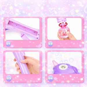 Bubble Wand unikornis buborékfújó pálca – elemes automata szappanbuborék játék gyerekeknek, fehér (BBJ) - Image 3