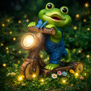 ChlinHuoho napelemes kerti béka lámpa 25,4 × 19,9 × 10 cm – LED dekoráció, kültéri szolár kerti világítás (THM) (BBD) - 3. kép