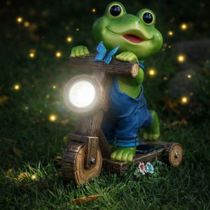 ChlinHuoho napelemes kerti béka lámpa 25,4 × 19,9 × 10 cm – LED dekoráció, kültéri szolár kerti világítás (THM) (BBD) - 4. kép