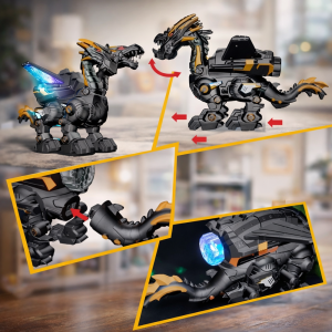 Cryptogon harci űrsárkány – kétfejű LED világító, hangos lépegető mechanikus robot játék (BBJ) - Image 4