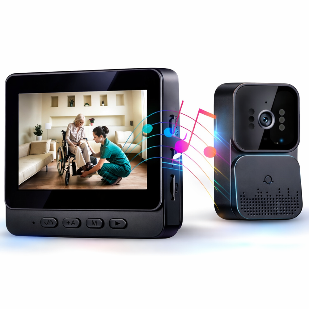 GuardBell WiFi videós kapucsengő monitorral – kétirányú kommunikáció, éjjellátó, IP65 kültéri okos csengő (BBV) 1 (3)