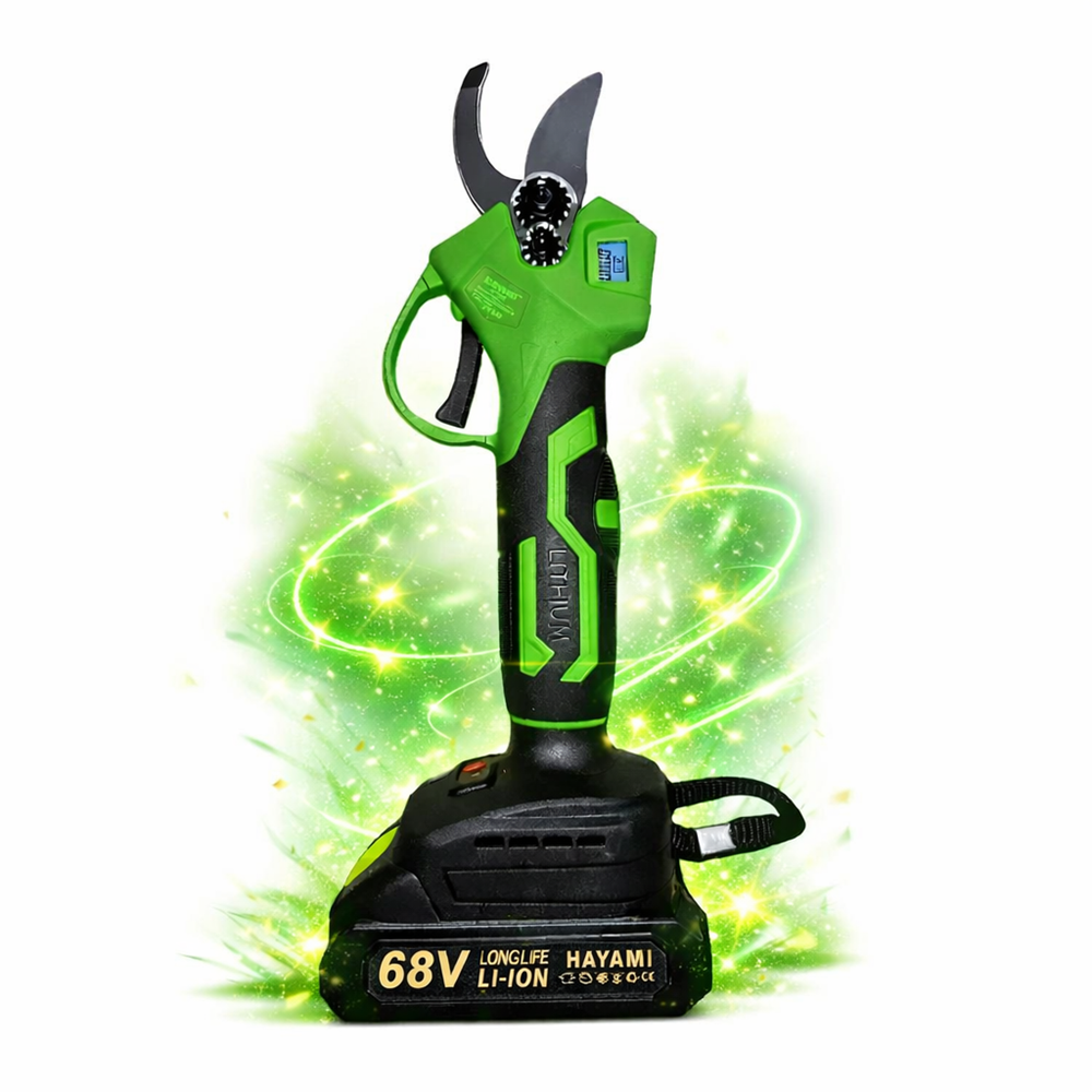 HAYAMI HA-1040 akkumulátoros ágvágó metszőolló – elektromos kerti metszőolló 2 akkumulátorral és hordtáskával 1