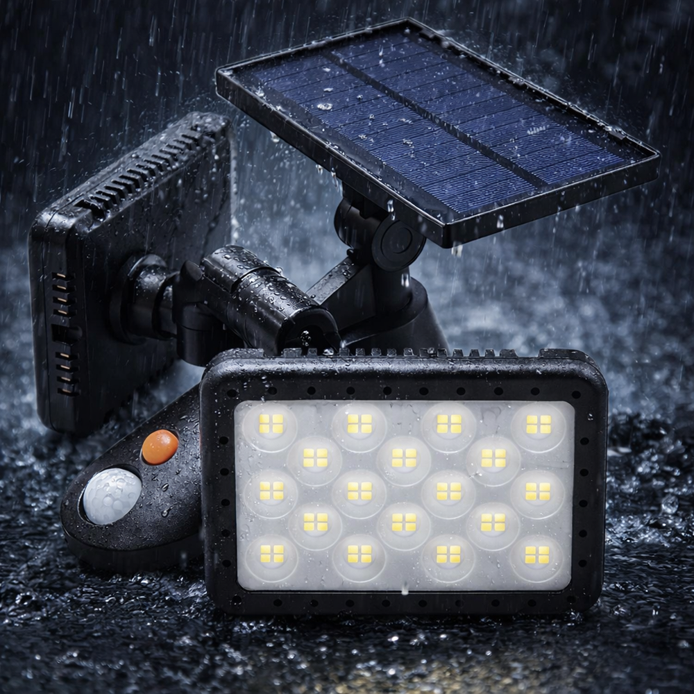 HelioCore W770A napelemes kültéri LED lámpa – PIR mozgásérzékelős, CDS szenzorral, forgatható LED panelekkel 6