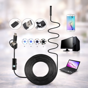 InspectPro 3 az 1-ben endoszkóp kamera – IP67 vízálló USB-C, microUSB és USB csatlakozó, HD kamera 6 LED világítással 10M (BBD) - Image 6