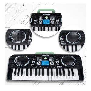KeyVibe gyerek elektromos szintetizátor – zenei 37 billentyűs játék, hangerőszabályzó, demo dalok, fekete (BBJ) - Image 5