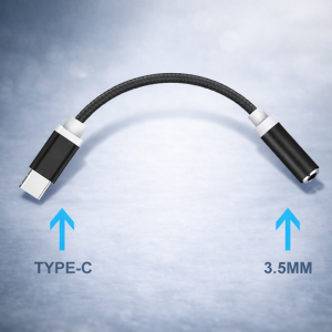 Kouvolsen USB-C – 3,5 mm jack adapter – audio átalakító fejhallgatóhoz, fekete (BBD) - 3. kép