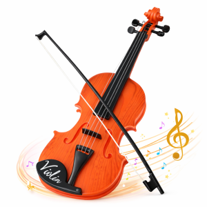 LittleMaestro gyerek játék hegedű vonóval – 4 húros klasszikus játék hangszer gyerekeknek 42 cm (BBJ) - 6. kép