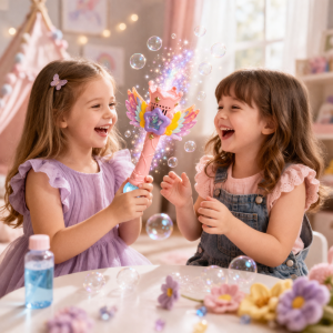 Magic Bubble tündér buborékfújó – LED-es világító buboréklövő pálca gyerekeknek, automata működéssel rózsaszín (BBJ) - Image 5