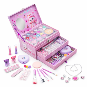 PrincessGlow Beauty Studio gyerek sminkkészlet – többfiókos kozmetikai sminkdoboz tükörrel kislányoknak (BBJ) - 6. kép
