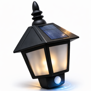 SolarGlow napelemes LED kültéri fali lámpa mozgásérzékelővel – vízálló kerti lámpa meleg fehér fénnyel, vintage hatszög dizájn (BBV) - 5. kép