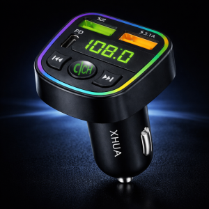 XHUA KOS-21 autós MP3 lejátszó – 3A Type-C FM transmitter, Bluetooth, USB töltő 12–24V (BBD) - Image 3
