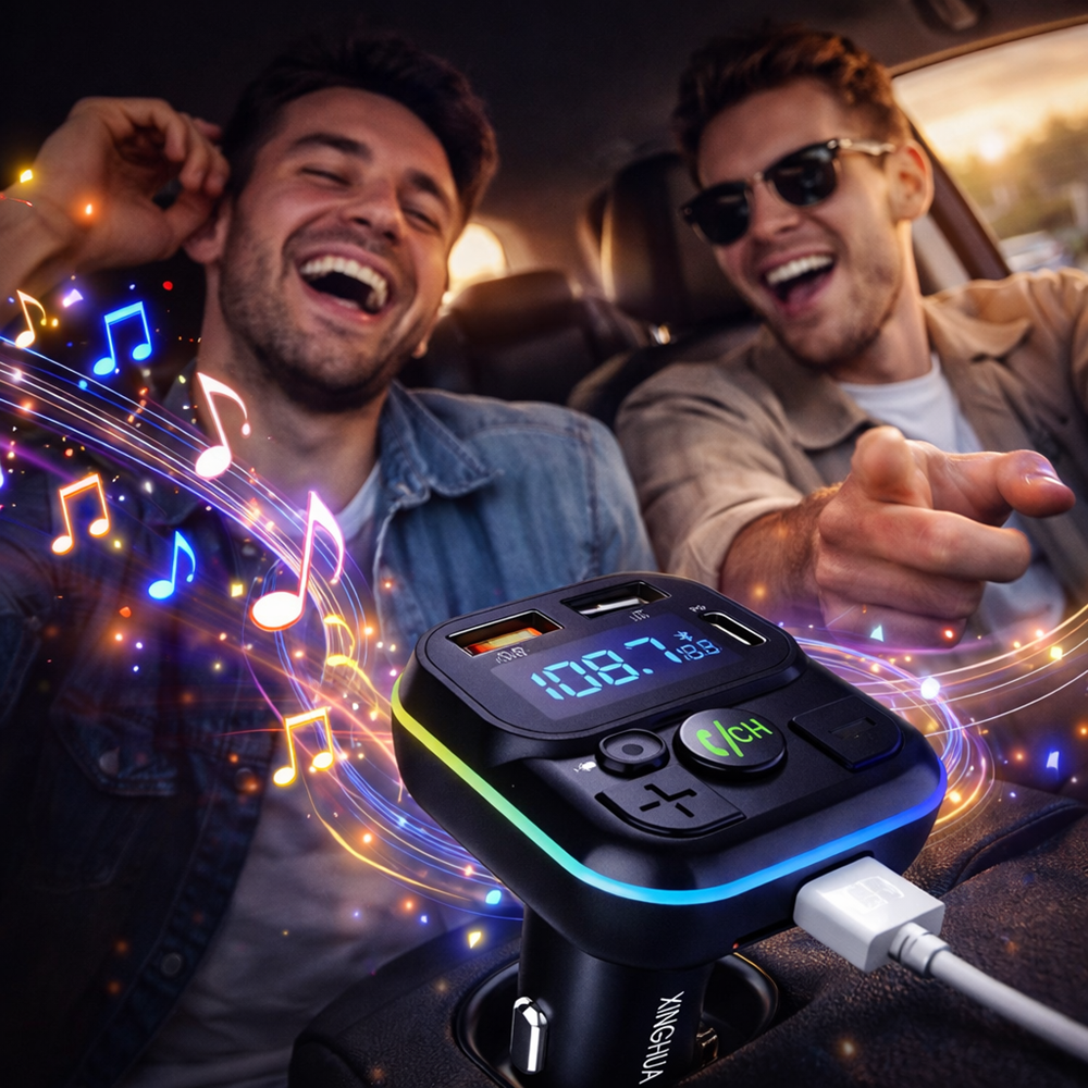 XINGHUA C32 Bluetooth FM Transzmitter Autóba – MP3 Lejátszó, USB Töltő, Kihangosító, LED Kijelző (BBV) 2