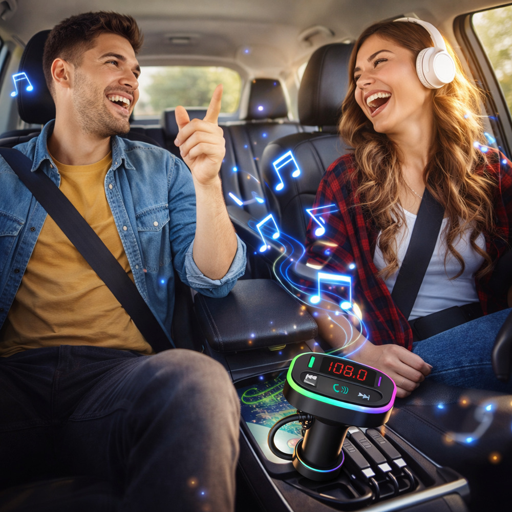 Xhua KOS-15 Bluetooth FM transzmitter autós töltő és kihangosító – MP3 lejátszó, USB, vezeték nélküli autós adapter 2