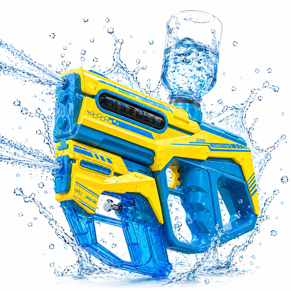 AquaVolt 2 az 1-ben elektromos vízipisztoly – nagy kapacitású automata vízfegyver kék-sárga kivitelben (BBMJ) 1