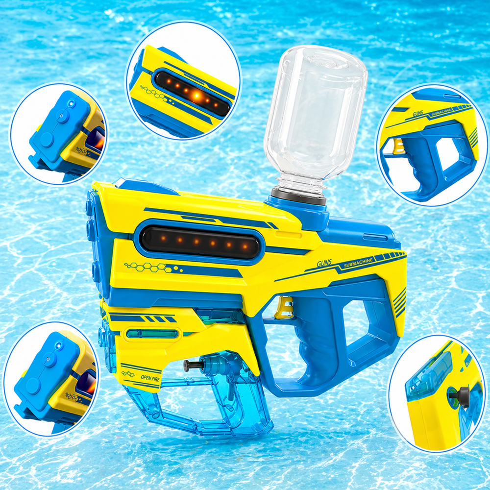 AquaVolt 2 az 1-ben elektromos vízipisztoly – nagy kapacitású automata vízfegyver kék-sárga kivitelben (BBMJ) 5