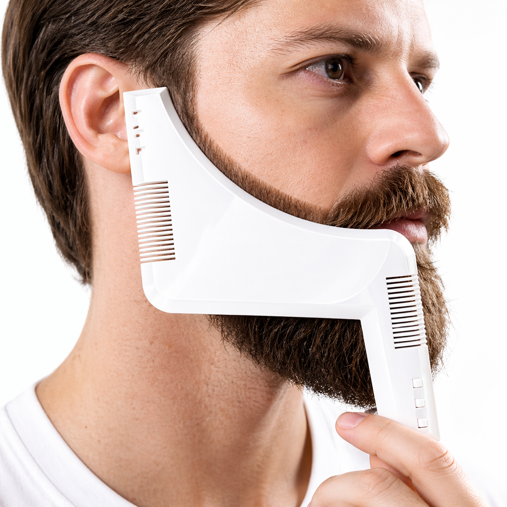 BeardMaster szakáll kontúrozó fésű – szakáll- és bajuszformázó sablon precíz igazításhoz (FX) 1