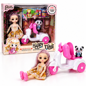 Collee divat baba játék robogóval és kisállattal – szerepjáték gyerekeknek (BBJ)