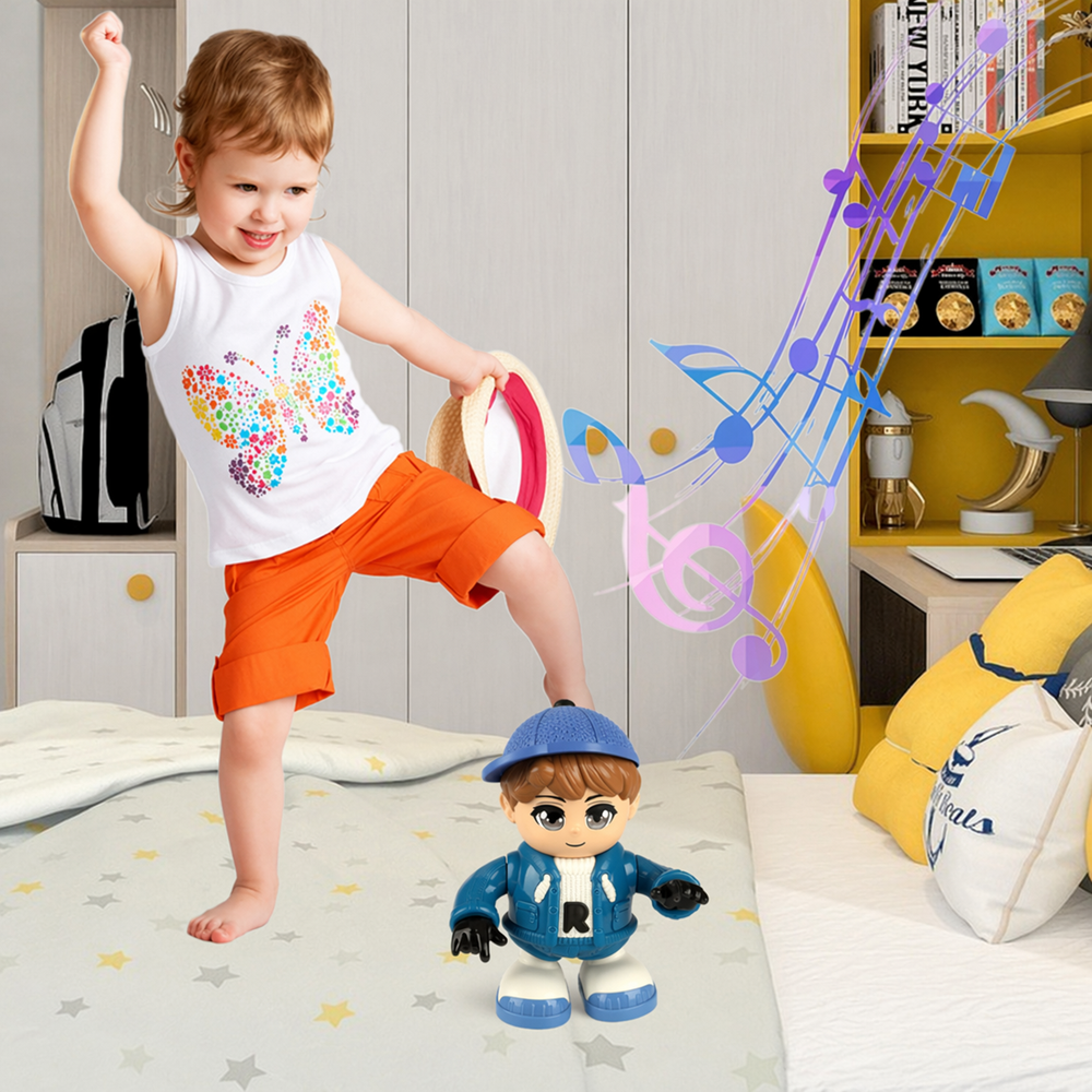 DanceBoy zenélő és táncoló kisfiú figura – interaktív mozgó játék gyerekeknek hang- és fényhatásokkal (BBJ) 2