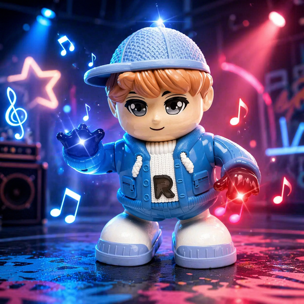 DanceBoy zenélő és táncoló kisfiú figura – interaktív mozgó játék gyerekeknek hang- és fényhatásokkal (BBJ) 5