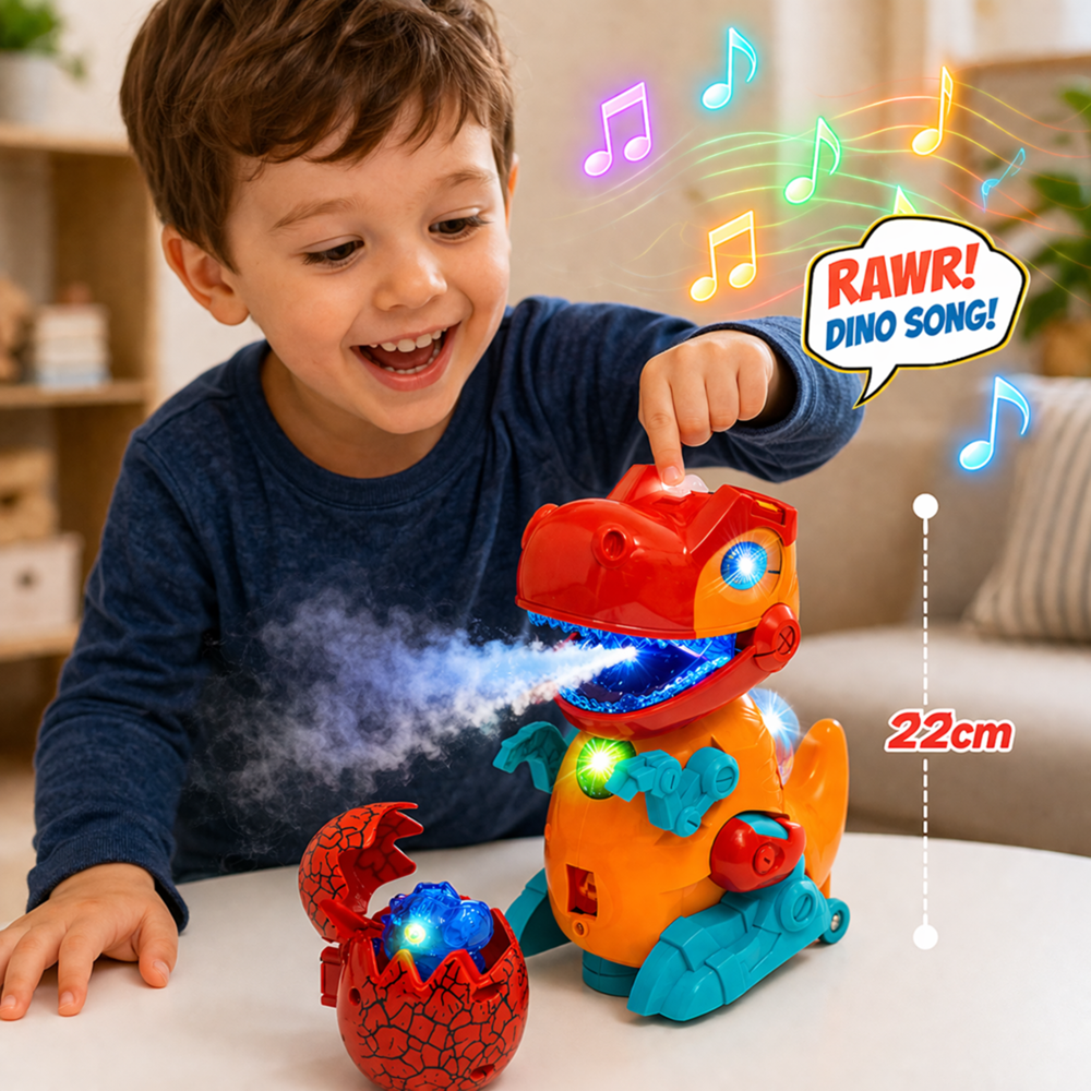 DinoSaur interaktív dinoszaurusz játék – vízgőzzel, tojással, fény- és hanghatásokkal gyerekeknek (BBJ) 1 (2)