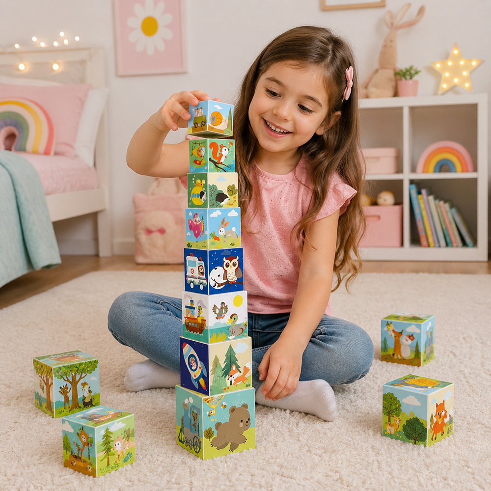 Dohi 10 Cubes Forest építőkocka készlet – 10 darabos fejlesztő toronyépítő játék gyerekeknek (BBMJ) 3