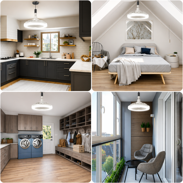 E27 LED ventilátoros lámpa távirányítóval – ultra csendes, szabályozható mennyezeti ventilátor lámpa fehér (BBD)