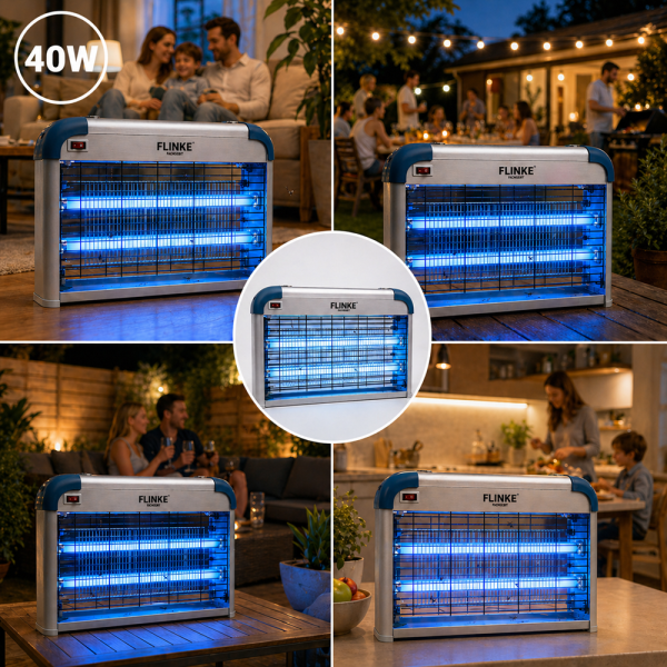 Flinke 40W elektromos rovarirtó lámpa – UV fénycsöves szúnyog- és légycsapda beltérre (BBA)