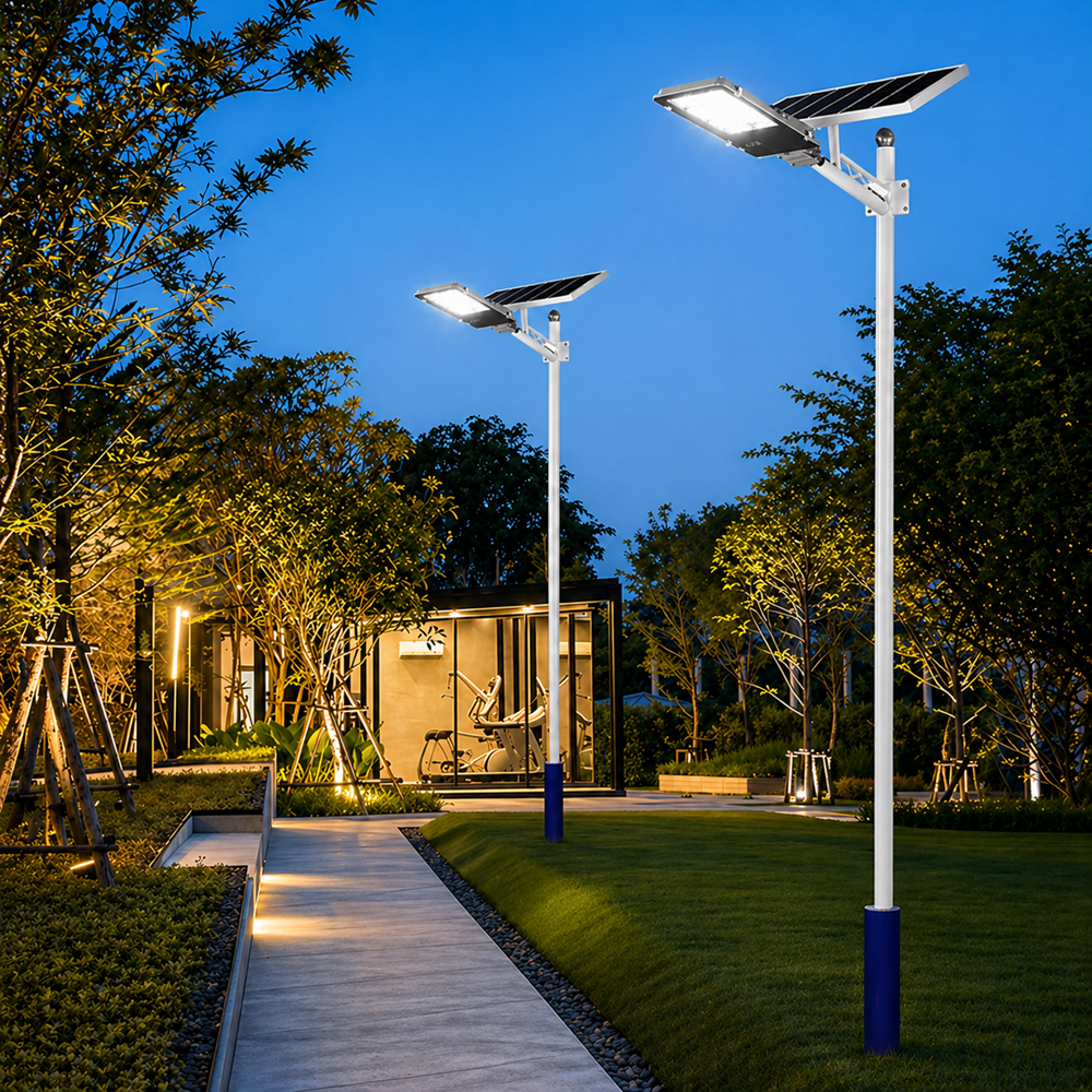 Kerti napelemes oszloplámpa 300W – 299 LED nagy teljesítményű utcai solar lámpa kültérre (BBRLB1330) 2