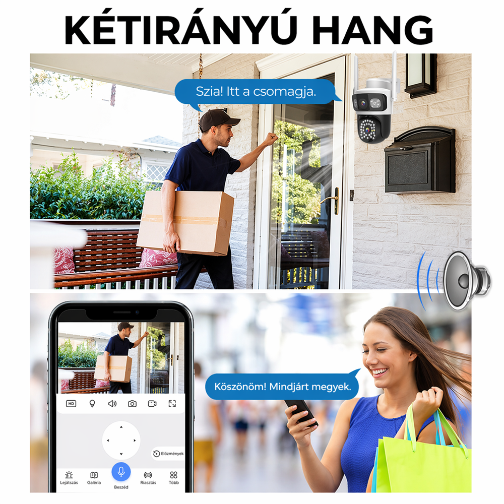 LunariSo WiFi + 4G okos biztonsági kamera szirénával – 360° forgatható IP kamera emberérzékeléssel, kétirányú hanggal és mobilos vezérléssel (BBL) 3