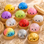 Mystery dumpling meglepetés gombóc – gyűjthető színes dumpling squishy, random színnel