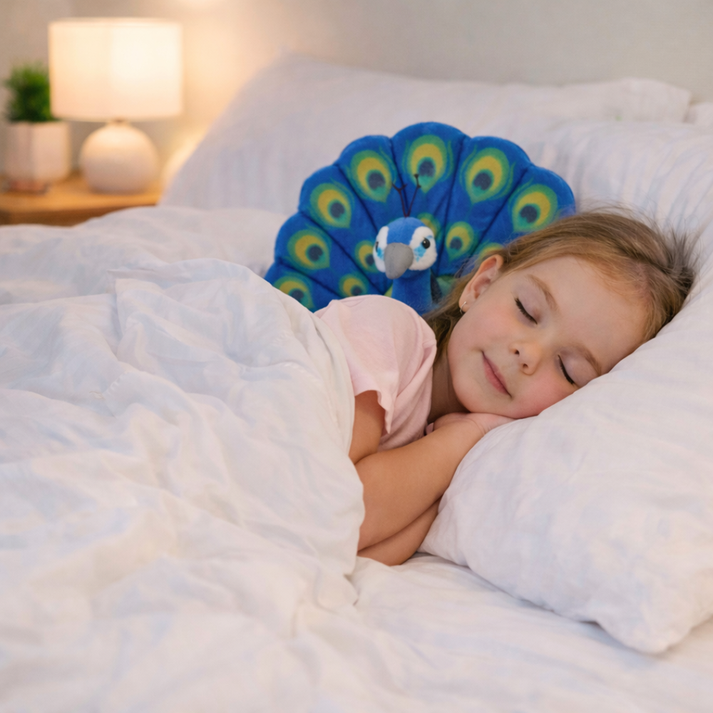 Prémium kék plüss páva párna – dekoratív, puha díszpárna lakásdekorációhoz és ajándéknak (BBJ) 5