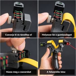 Professzionális csúzli lézeres célzóval – alumínium vadász csúzli latex gumival és bőrzsebbel (BBL) - Image 4