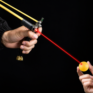 Professzionális csúzli lézeres célzóval – alumínium vadász csúzli latex gumival és bőrzsebbel (BBL) - Image 6