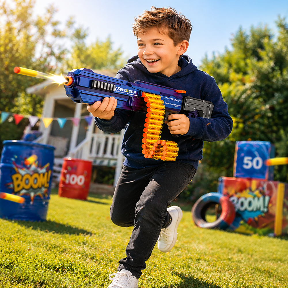 Tapadókorongos játék puska 24 lövedékkel – biztonságos gyerek fegyver játék 62 cm (BBJ) 2