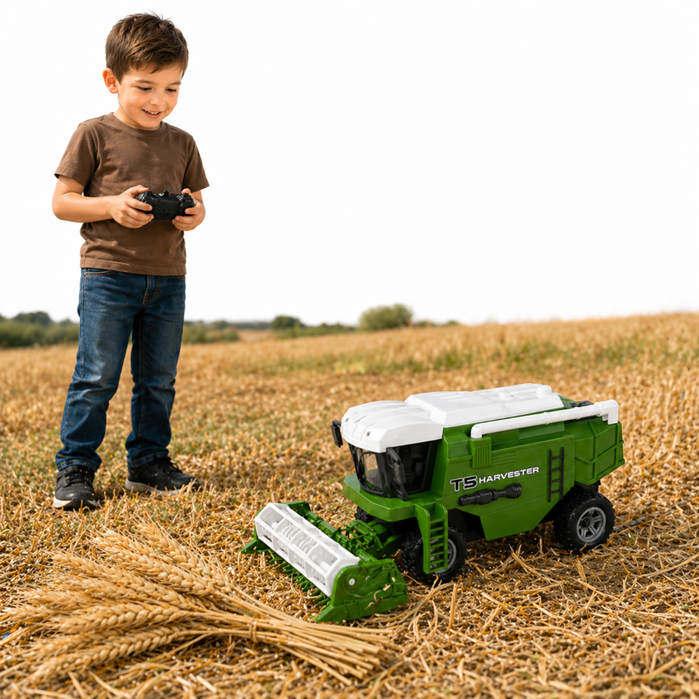 TerményKirály RC T5 távirányítós zöld kombájn – arató-cséplő munkagép játék gyerekeknek (BBJ) 2 (2)