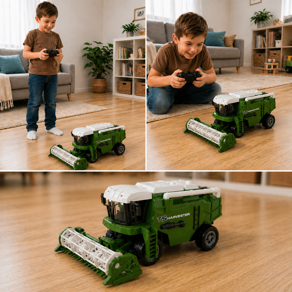 TerményKirály RC T5 távirányítós zöld kombájn – arató-cséplő munkagép játék gyerekeknek (BBJ) 4 (2)