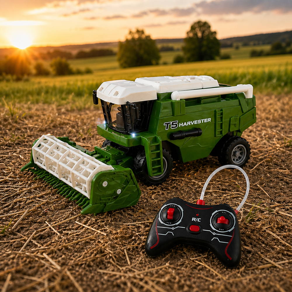 TerményKirály RC T5 távirányítós zöld kombájn – arató-cséplő munkagép játék gyerekeknek (BBJ) 5 (2)