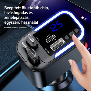 180W 5 az 1-ben LED-es autós gyorstöltő adapter – PD3.0 Type-C és USB szivargyújtós töltő telefonhoz (BBD) - 4. kép