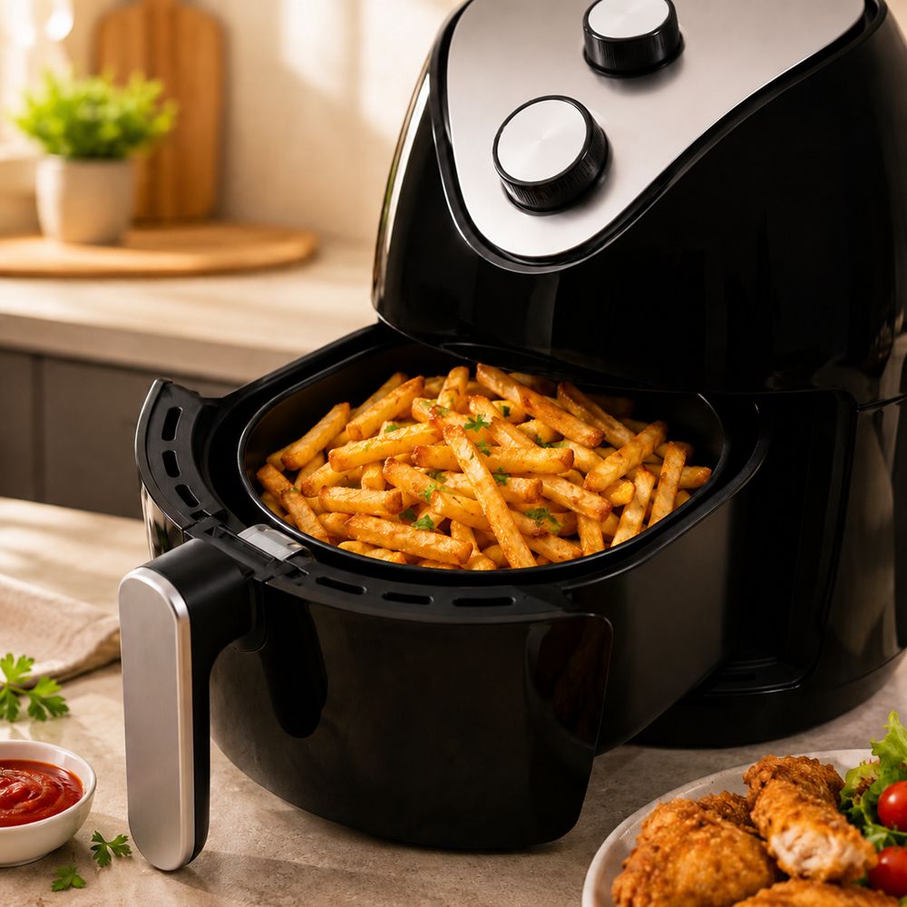 Air Fryer 2L 1000W – olaj nélküli meleglevegős fritőz analóg vezérléssel (FX) 4