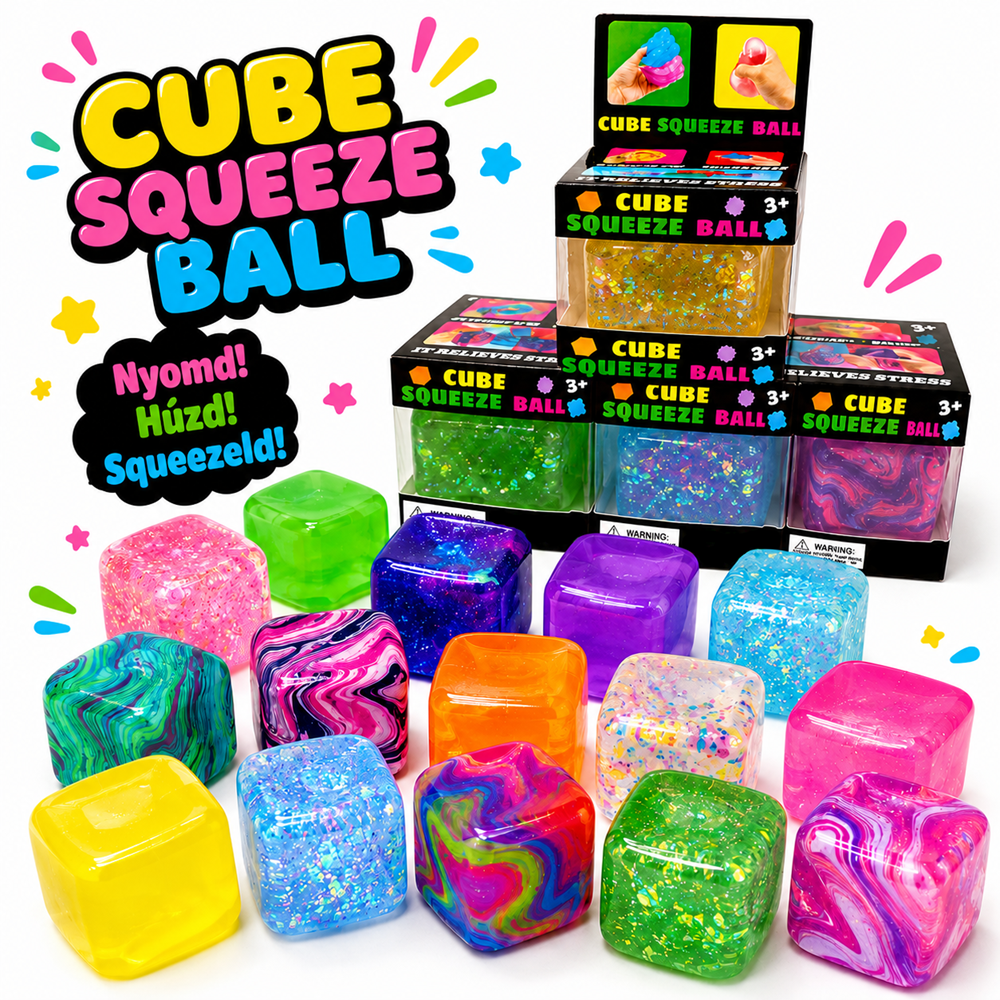 Cube Squeeze Ball squishy stresszlabda – nyomkodható érzékszervi fidget játék (BBE) 1