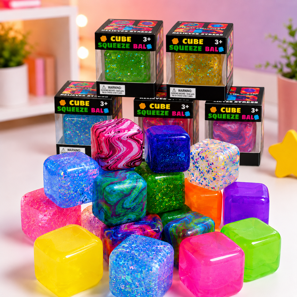 Cube Squeeze Ball squishy stresszlabda – nyomkodható érzékszervi fidget játék (BBE) 8