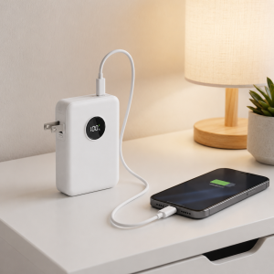EZRA PB153 powerbank 10000mAh – mini hordozható gyorstöltő beépített kábellel és digitális kijelzővel (BBD) - 4. kép