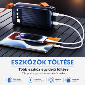 EZRA PR138 powerbank 40000mAh – nagy kapacitású hordozható gyorstöltő LED lámpával és Type-C csatlakozóval (THM) - 3. kép